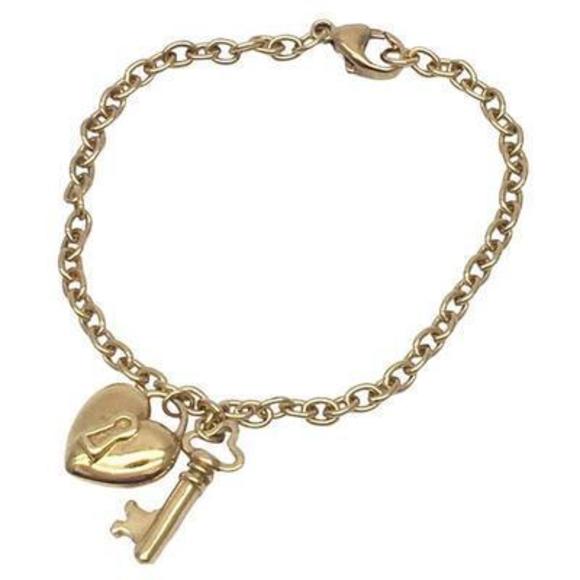 Tiffany Heart Lock Key Bracelet Gold - Picture 1 of 4